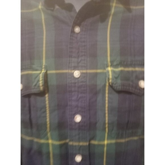 Polo Ralph Lauren Shirt Men's Plaid size XL Long Sleeve Green Blue Cotton - Picture 3 of 11